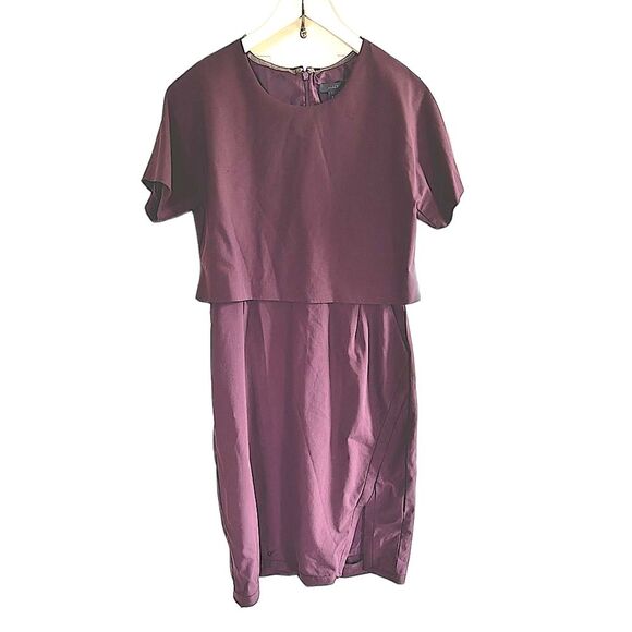 J. Crew Small 4 Sheath Midi Dress Work Office Aubergine Purple Short Sleeve - Picture 1 of 4